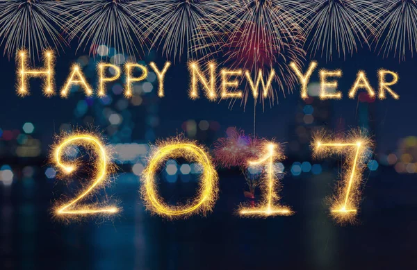 Hyvää uutta vuotta Sparkle ilotulitus — kuvapankkivalokuva