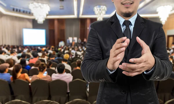 Businessman clapping and smiling — Stock Photo, Image