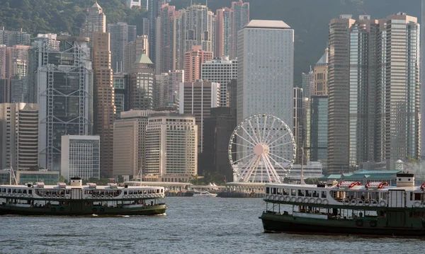 Panorama Hong Kongu s čluny — Stock fotografie