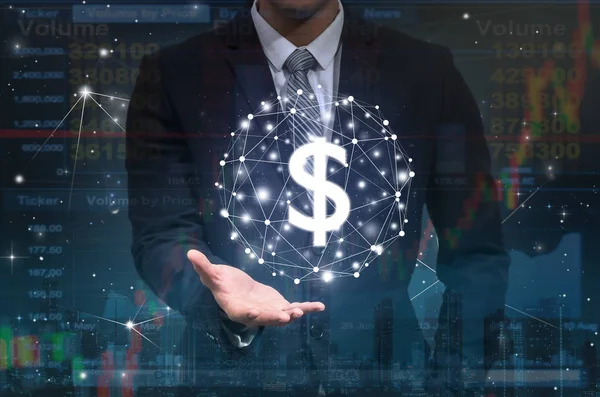 Businessman holding dollar currency — Stock Photo, Image