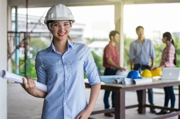 Happy professional construction engineer woman — Stock Photo, Image