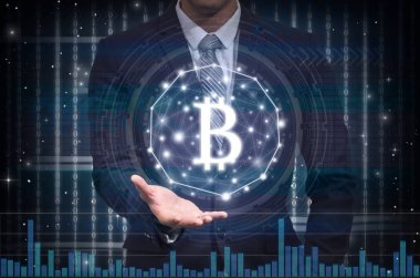 Bitcoins tutan işadamı el