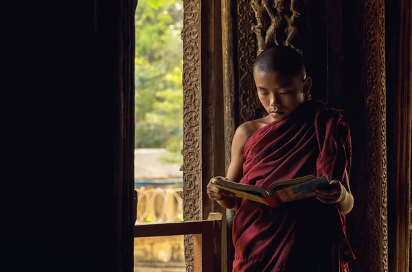 Noviço budista orando — Fotografia de Stock