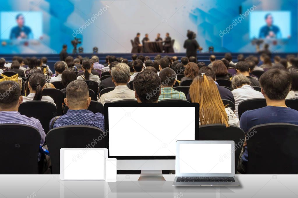 Rear view of Audience in the conference hall 