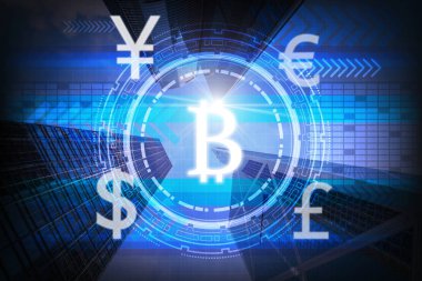 Finans teknolojileri veya modern bina arka plan, iş Fin teknik ağ kavramı ile yenilik teknoloji sanal ekran arka plan üzerinde Fintech