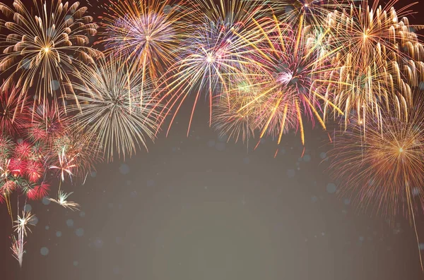 Többszínű Tűzijáték Ünnep Munkatér Szöveg Átlátszó Háttér Üdvözlés Kártya Ünnep — Stock Fotó