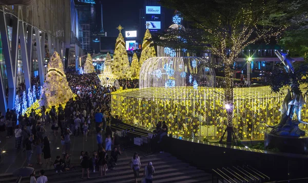 Bangkok Tailândia Dezembro 2016 Ilumine Celebração Natal 2017 Com Pessoas — Fotografia de Stock