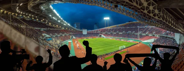 Silhouette Fan Club Panorama Abstract Blurred Photo Fan Sport Stadium — Stock Photo, Image