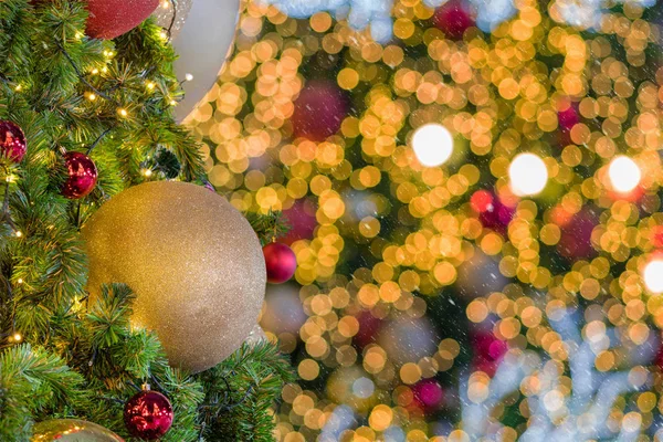 Julgran Bakgrund Över Abstrakta Suddig Bokeh Xmas Och Nyår Fest — Stockfoto