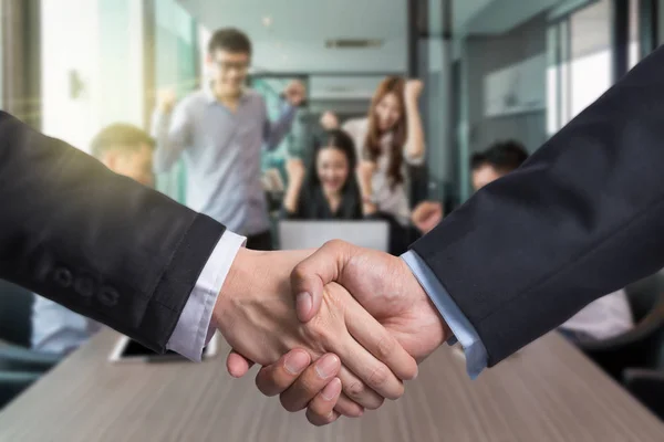 Business Shaking Hands Partner Photo Blurred Group Asianbusiness People Working — Stock Photo, Image