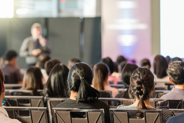 Rear View Audience Conference Hall Seminar Meeting Which Have Speaker — Stock Photo, Image