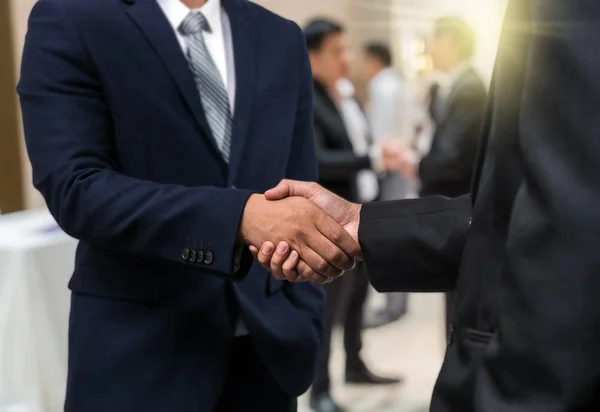 Business Shaking Hands Partner Photo Blurred Group Businessman Corporate Colleagues — Stock Photo, Image