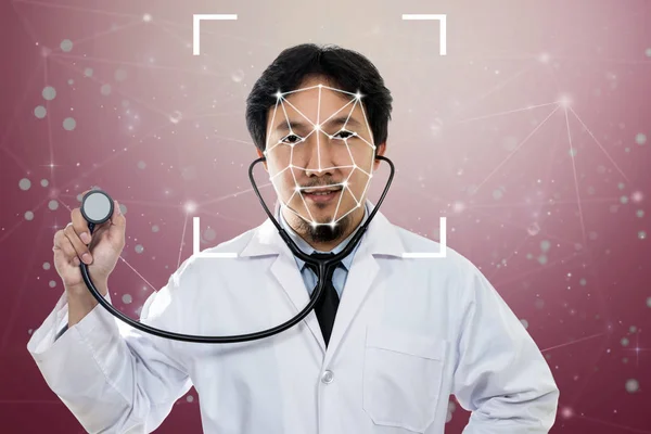 Asian Doctor Face detection and recognition, Bio-metric Verification, Computer vision and artificial intelligence concept