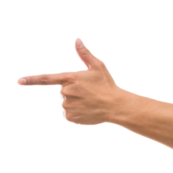 Man Hand Showing Multi Action White Background Include Clipping Path — Stock Photo, Image