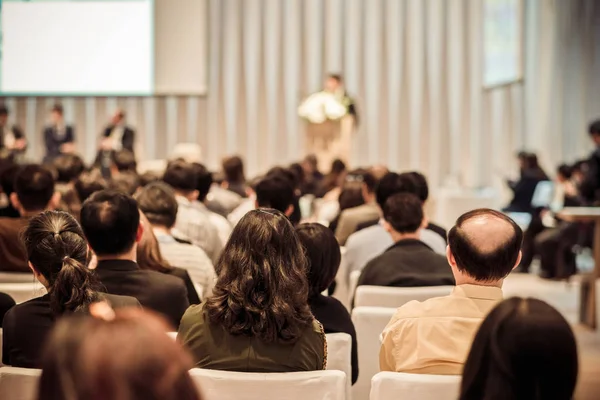 Rear View Audience Conference Hall Seminar Meeting Which Have Speakers — Stock Photo, Image
