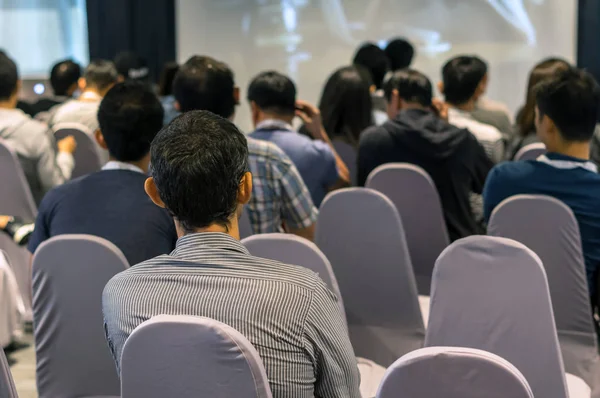 Closeup Some Attendee Abstract Blurred Photo Conference Hall Seminar Room — Stock Photo, Image