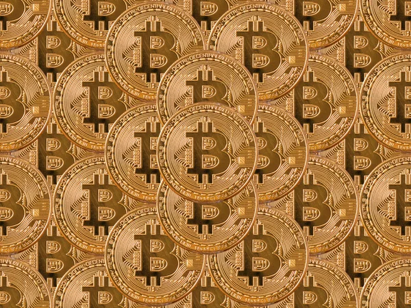 Patrón Maqueta Bitcoins Criptomoneda Aislar Concepto —  Fotos de Stock