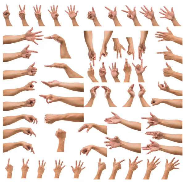 Διάφορα Χειρονομία Της Άνδρες Χέρι Πάνω Από Λευκό Φόντο Συμπεριλάβετε — Φωτογραφία Αρχείου