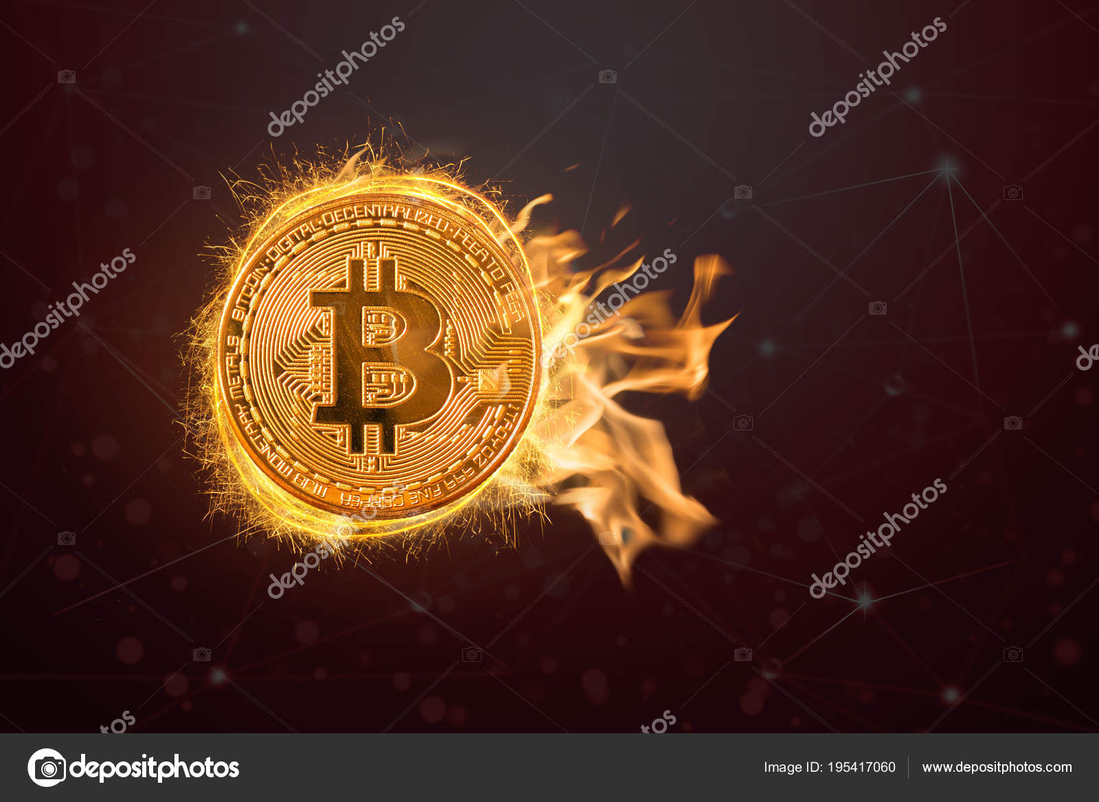 Bitcoin Mockup Fire Dark Black Background Block Chain Technology Crypto —  Stock Editorial Photo © Tzido #195417060