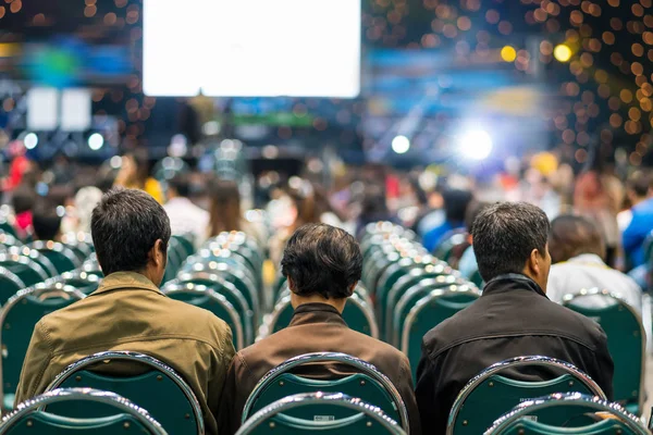 Rear View Audience Conference Hall Seminar Meeting Which Have Speakers — Stock Photo, Image