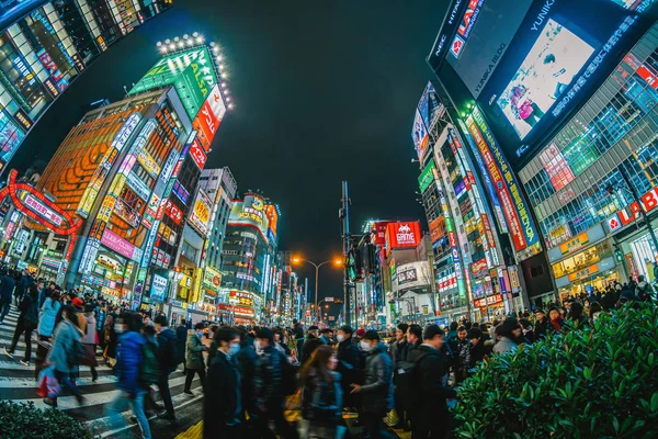 Tokyo Japão Feb 2019 Cena Fisheye Kabukicho Que Uma Rua — Fotografia de Stock
