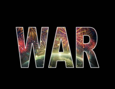 Nasa, Usa ve İran tarafından desteklenen bu görüntünün elementleri, yıldız ve Samanyolu arkaplanı üzerinde ağ hattı ve noktasıyla Dünya 'nın Bölgesi üzerindeki Çoklu Renkli Havai fişek üzerindeki savaş metni