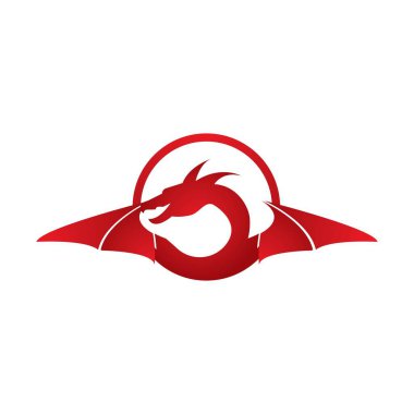 Baş ejderha düz renk logo şablon vektör tasarımı