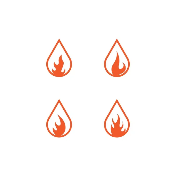 Drop Feuer Logo Vorlage Vektor Icon Design — Stockvektor