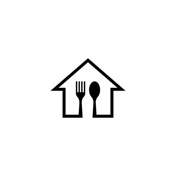 Fork Home Logotipo Modelo Vetor Ícone Design — Vetor de Stock