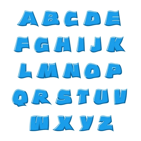 Vetor 3D ondulação alfabeto azul Alfabeto — Vetor de Stock