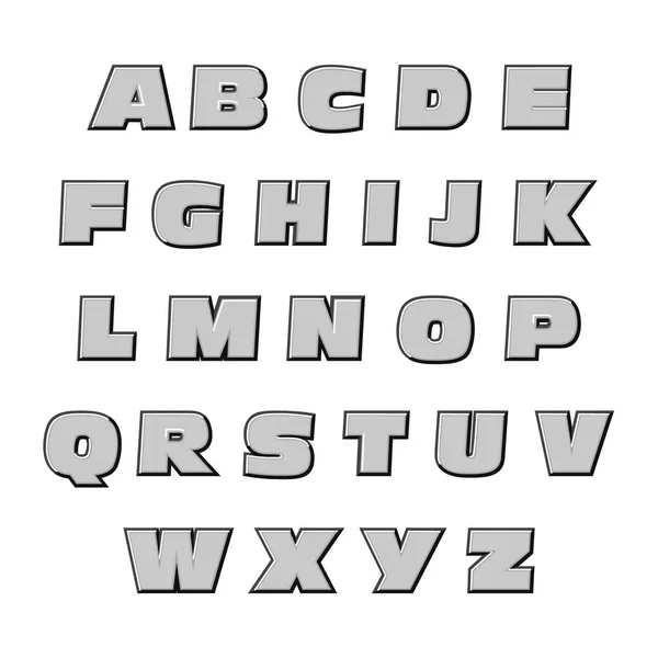 Трехмерный векторный серый алфавит — стоковый вектор