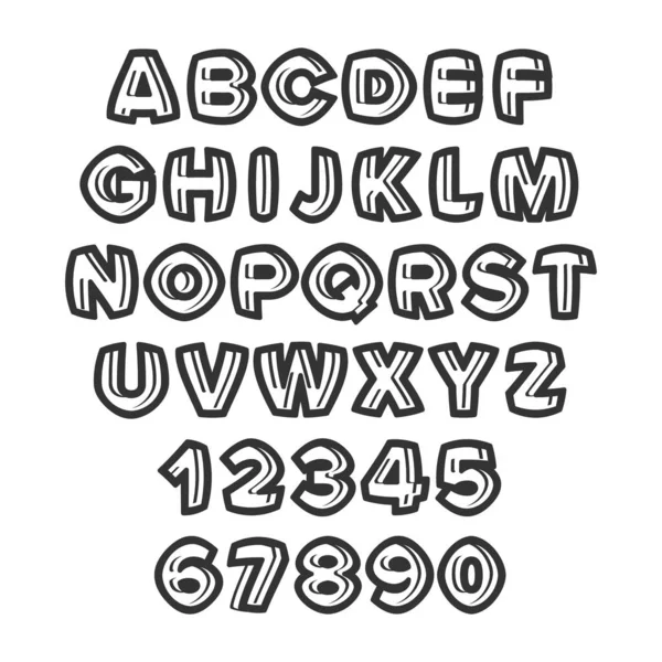 Alfabeto Cómics Conjunto Números Uso Para Diseño — Archivo Imágenes Vectoriales
