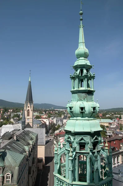 Une Image Ville Liberec Depuis Tour Mairie Premier Plan Une — Photo