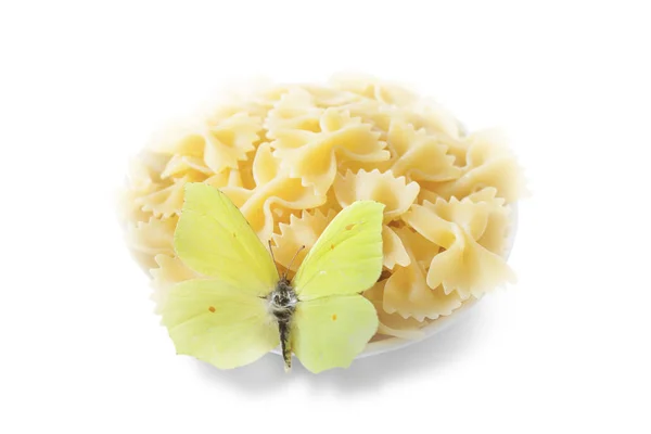Butterfly on pasta — Stock Photo, Image