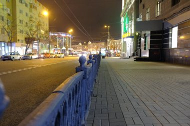 Büyük şehrin gece caddesi.
