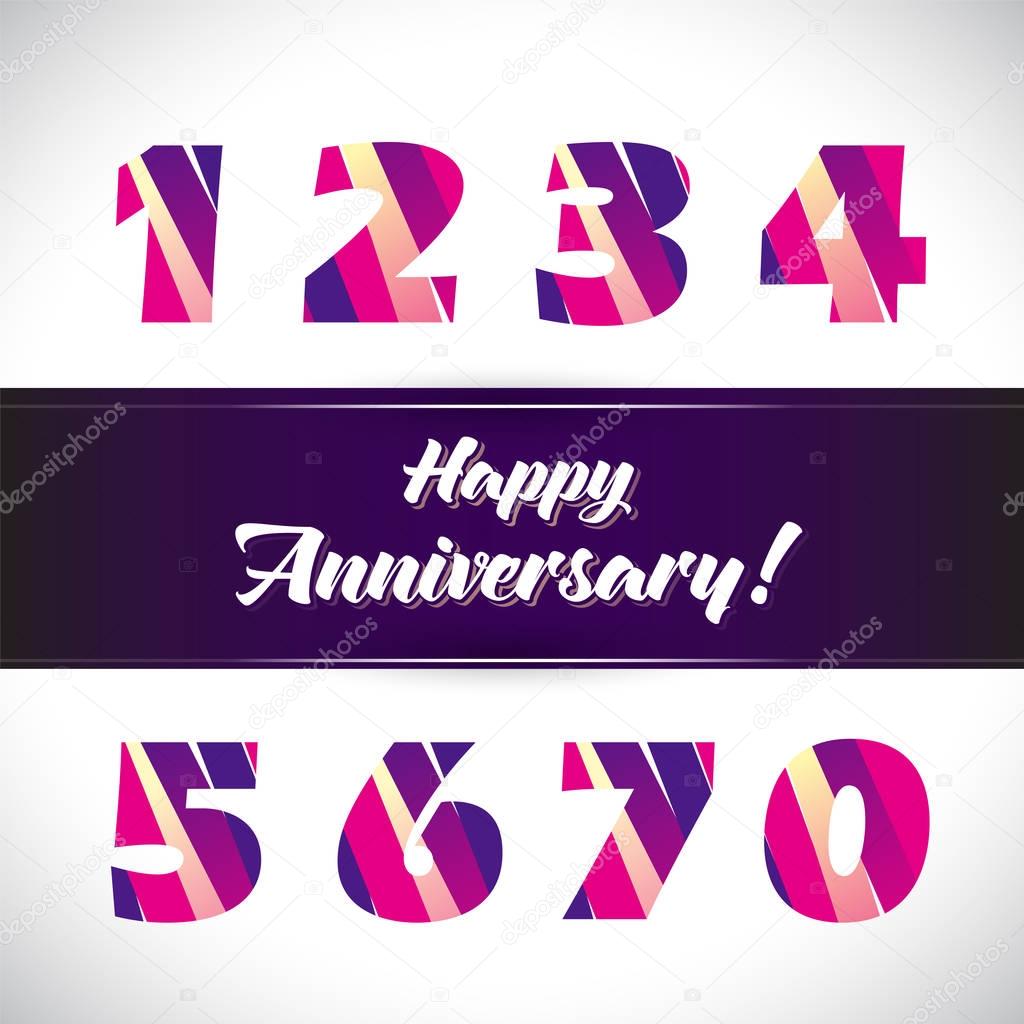 Vector set of anniversary signs, symbols.