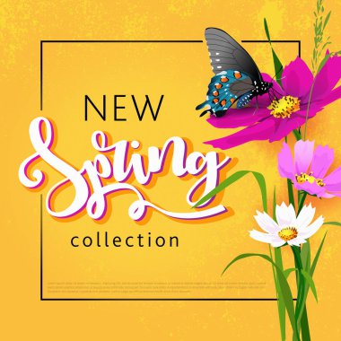 Güzel renkli çiçekli bahar satış arka plan.