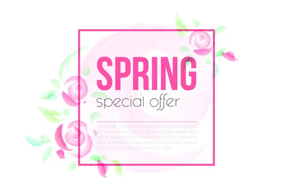 Güzel renkli çiçekli bahar satış arka plan. Suluboya stile.