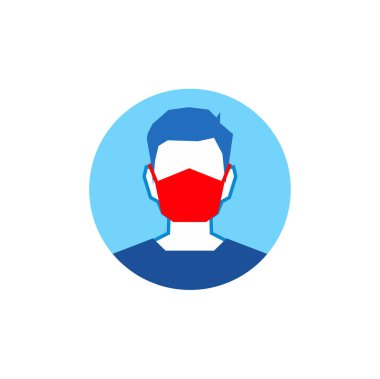 Covid-19 veya Coronavirus 2019-nCoV hastalığı önleme bilgi ikonu. Maske tak.