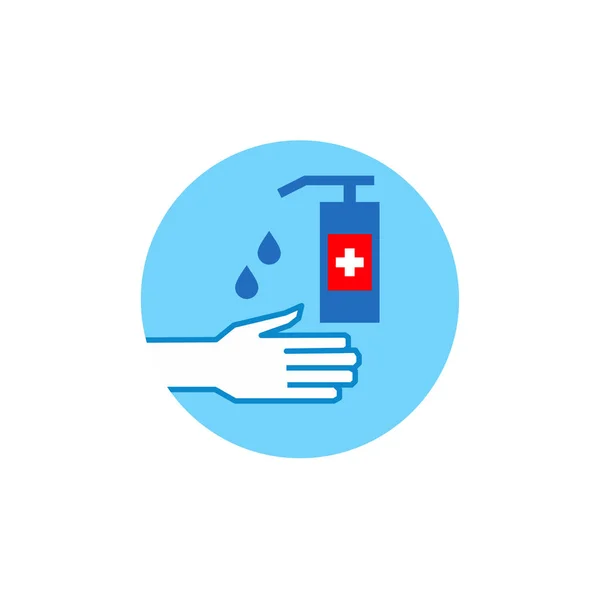 Covid-19 veya Coronavirus 2019-nCoV hastalığı önleme bilgi ikonu. Ellerini dezenfektanla tedavi et.