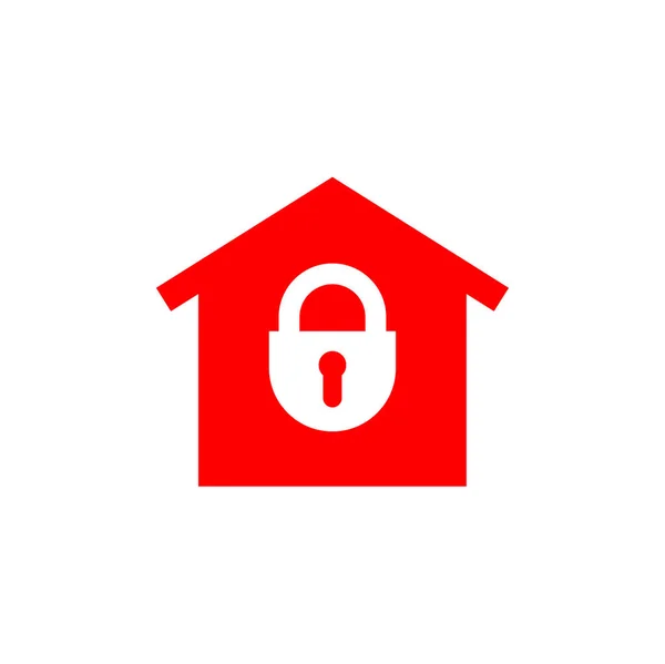 Stayhome - stay home hashtag with red house and lock. Let s stay home campaign icon for Prevention of Coronavirus or Covid-19. — Stock Vector