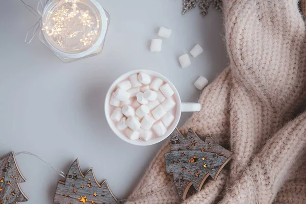 Warm cocoa with marshmellows. — Stock Photo, Image