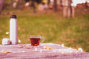 Sıcak sonbahar çay saati.