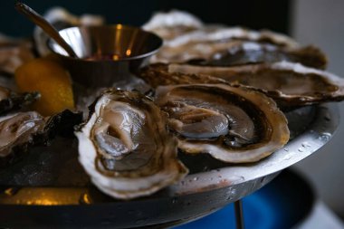 Taze çiğ istiridye.