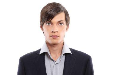 beyaz zemin üzerinde erkek portre