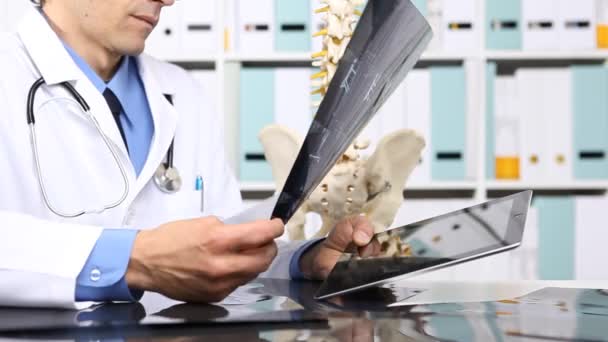 Médico verificando raio X, conceito médico e radiologia — Vídeo de Stock