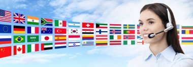 iletişim, müşteri servisi operatör kadın kulaklık gülümseyen