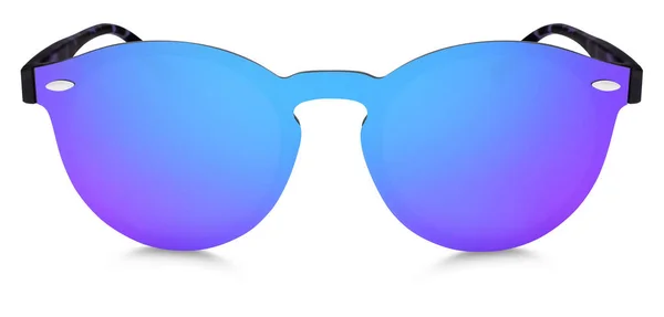 Gevlekte zonnebril blauwe en paarse spiegel lenzen geïsoleerd op whi — Stockfoto