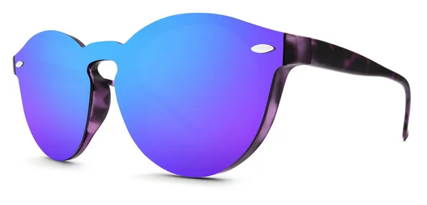 Lunettes de soleil tachetées verres miroir bleu et violet isolé sur whi — Photo