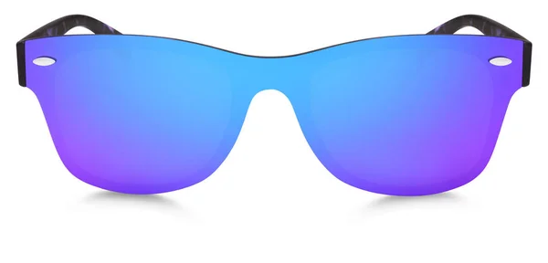 Kék és lila lencsék elszigetelt fehér pettyes napszemüveg — Stock Fotó